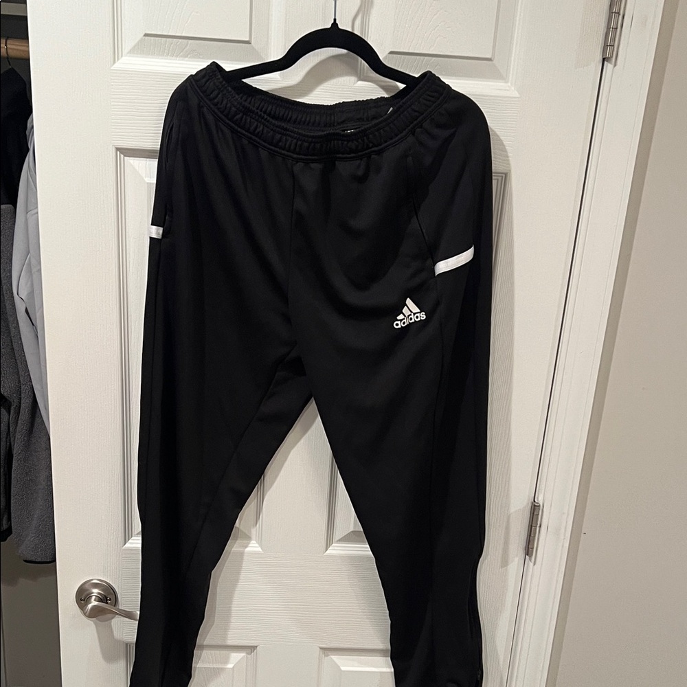 Adidas Kids Black Joggers with White Accents